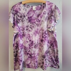 Purple Animal Print With Bedazzling T Shirt